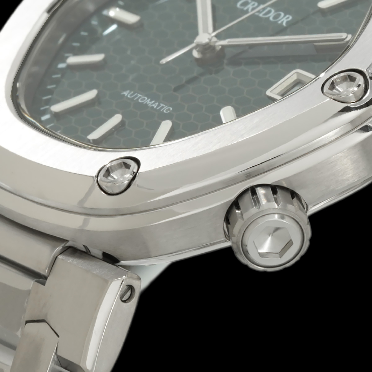 クレドール ロコモティブ GCCR997 リューズのクローズアップ