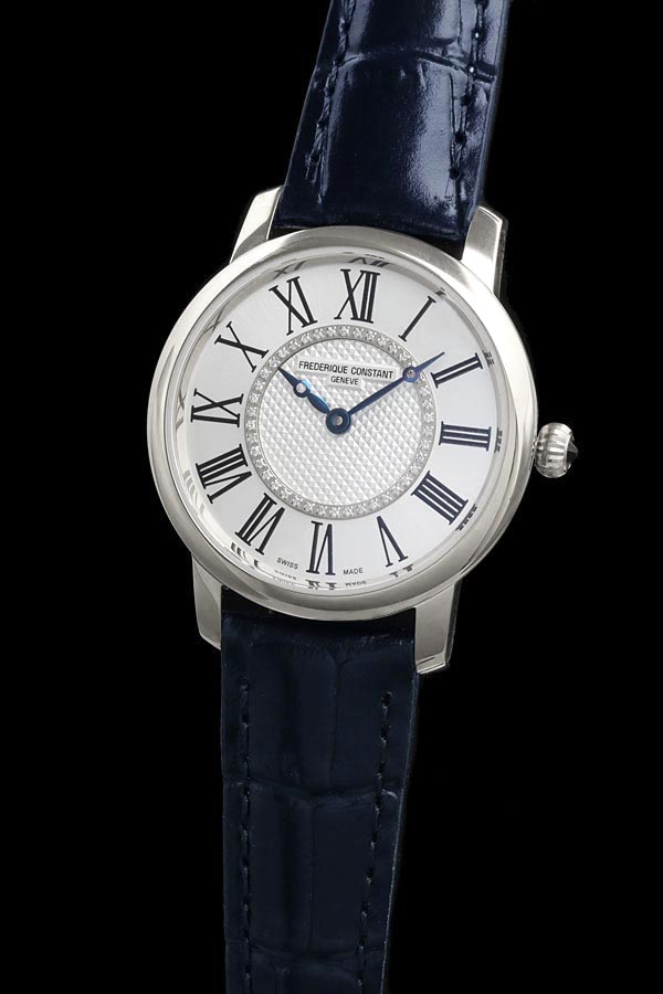 Frederique Constant Slimline White Dial Brown Leather Men's
