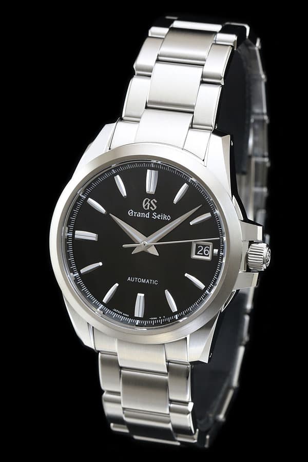 SBGR257 グランドセイコー メカニカル メンズ腕時計,ステンレススチールケース,ブラックダイヤル,ステンレススチールのトリプルリンクバンド