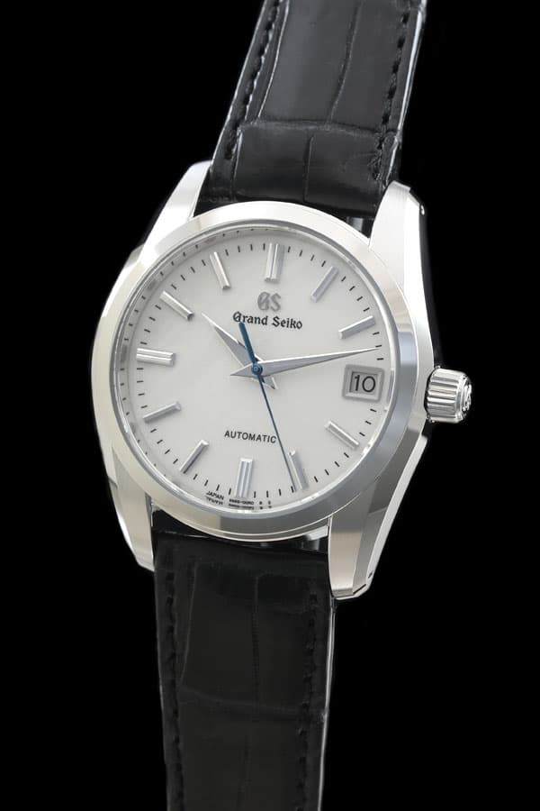SBGR287 グランドセイコー メカニカル メンズ腕時計,ステンレススチールケース,ホワイトダイヤル,ブラックのクロコダイルバンド