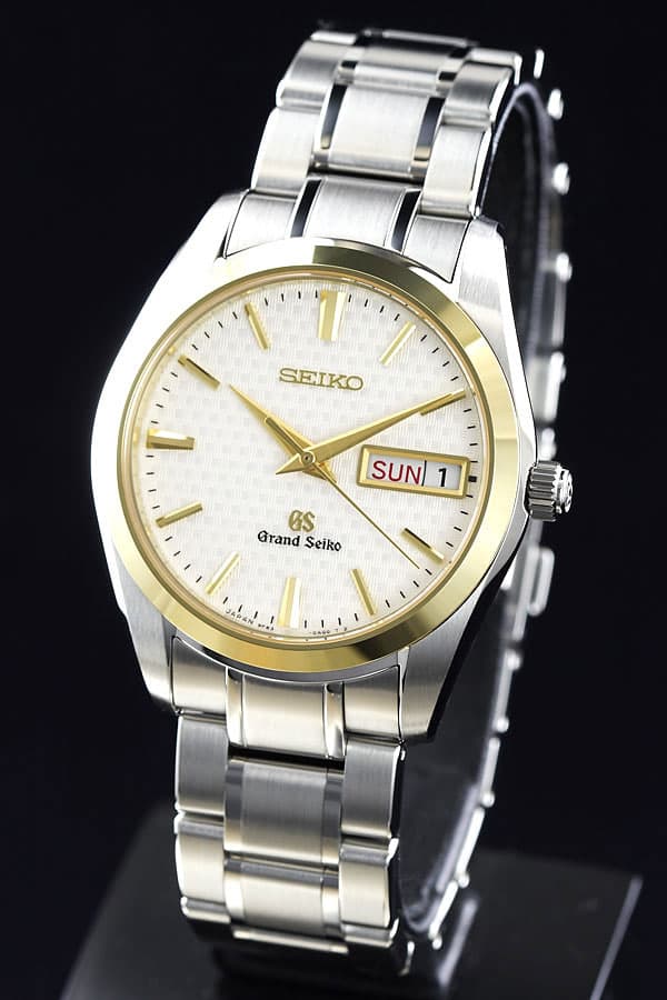 SBGT038 グランドセイコー クォーツ メンズ腕時計,ステンレススチール+K18イエローゴールドケース,ホワイトダイヤル,ステンレススチールのトリプルリンクバンド