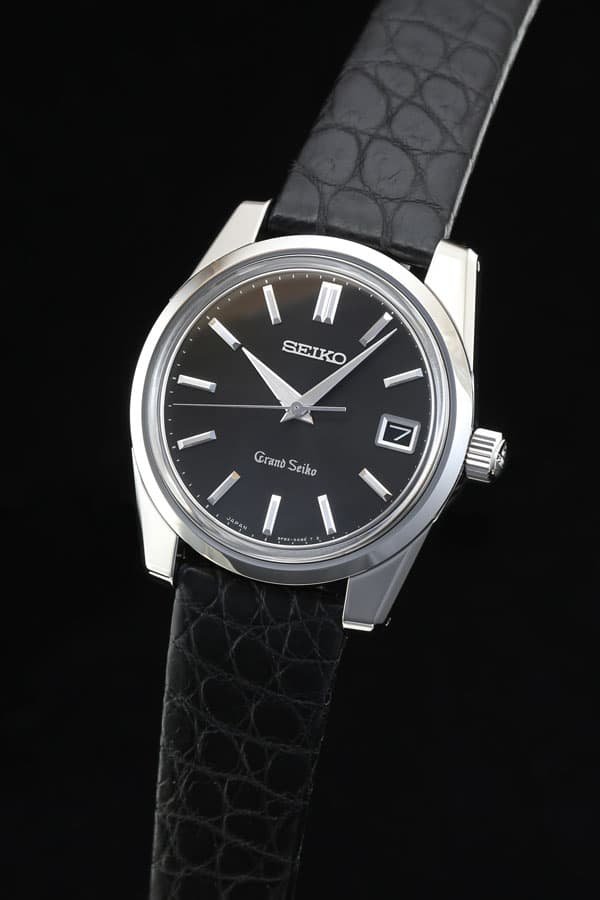 SBGV011 グランドセイコー クォーツ メンズ腕時計,ステンレススチールケース,ブラックダイヤル,ブラッククロコダイルバンド
