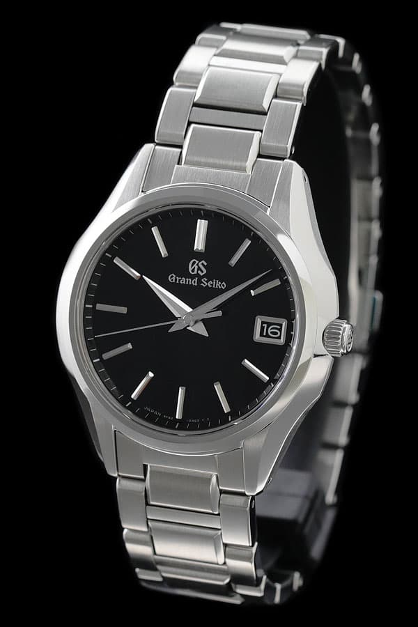 SBGV215 グランドセイコー クォーツ メンズ腕時計,ステンレススチールケース,ブラックダイヤル,ステンレススチールバンド