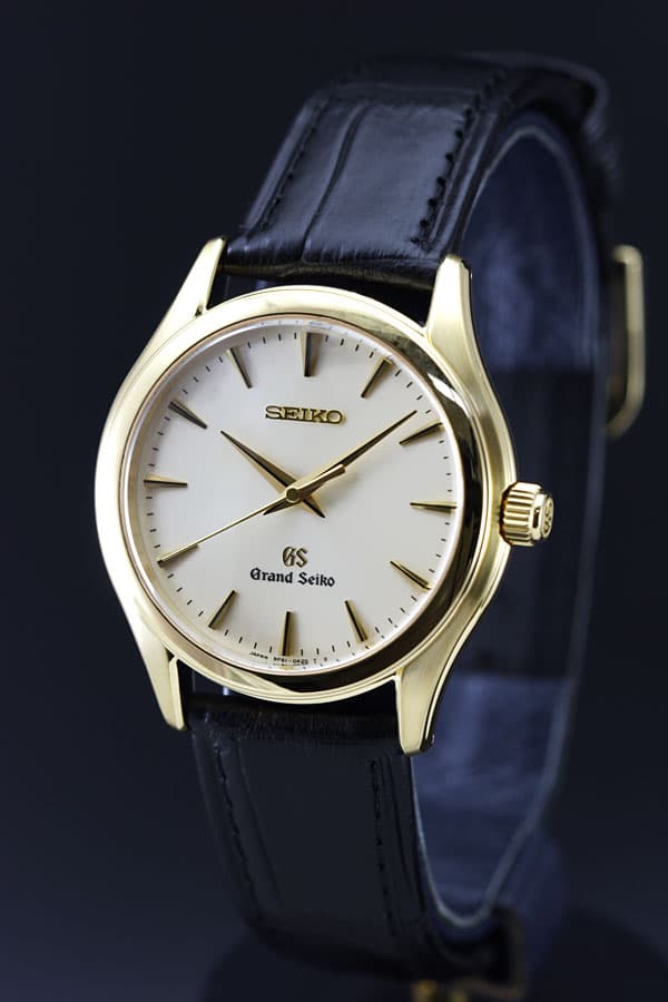 SBGX038 グランドセイコー クォーツ メンズ腕時計,K18イエローゴールドケース,シャンパンゴールドダイヤル,ブラックのクロコダイルバンド