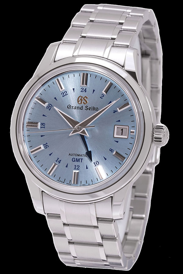 グランドセイコー SBGM253 メンズ腕時計 自動巻きGMT,ステンレススチールケース,スカイブルーのダイヤル,ステンレススチールのトリプルリンクバンド