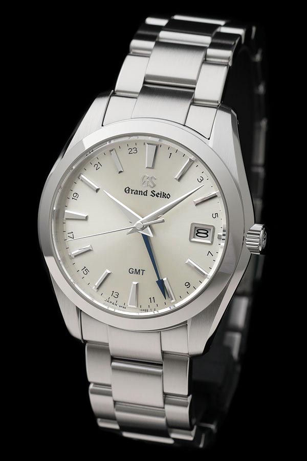グランドセイコー SBGN011 GMTクォーツ メンズ腕時計,ステンレススティールケース,シルバーダイヤル,ステンレススチールのトリプルリンクバンド