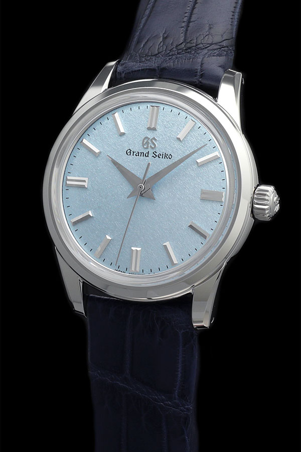 グランドセイコー SBGW283 手巻き メンズ腕時計,ステンレススチールケース,ライトブルーのダイヤル,クロコダイルのバンド