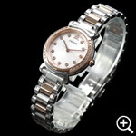 セイコー クレドール  GSAS932リネアルクス レディースウォッチ右斜め上からのアングル、ステンレススチールスチール+18Kピンクゴールドケース