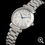 セイコー クレドール GSAS935 リネアルクス レディースウォッチ 右斜め上からのアングル、ステンレススチールスチールケース