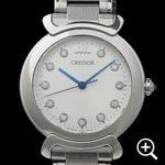 セイコー クレドール GSAS935 リネアルクス レディースウォッチ 正面のアングル、ステンレススチールスチールケース