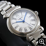 セイコー クレドール GSAS939 リネアルクス レディースウォッチのクローズアップ、ステンレススチールスチールケースの詳細。