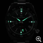 グランドセイコー SBGE255 スプリングドライブGMT メンズ腕時計の針、インデックスのルミブライト