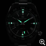 グランドセイコー SBGE257 スプリングドライブGMT メンズ腕時計の針、インデックスのルミブライト