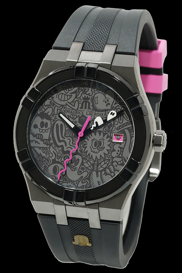 モーリスラクロア アイコン クオーツ AI1108-PVL20-090-2 Wottoデザインパターン ダイヤル 
ステンレススティール ケース ラバーストラップ  