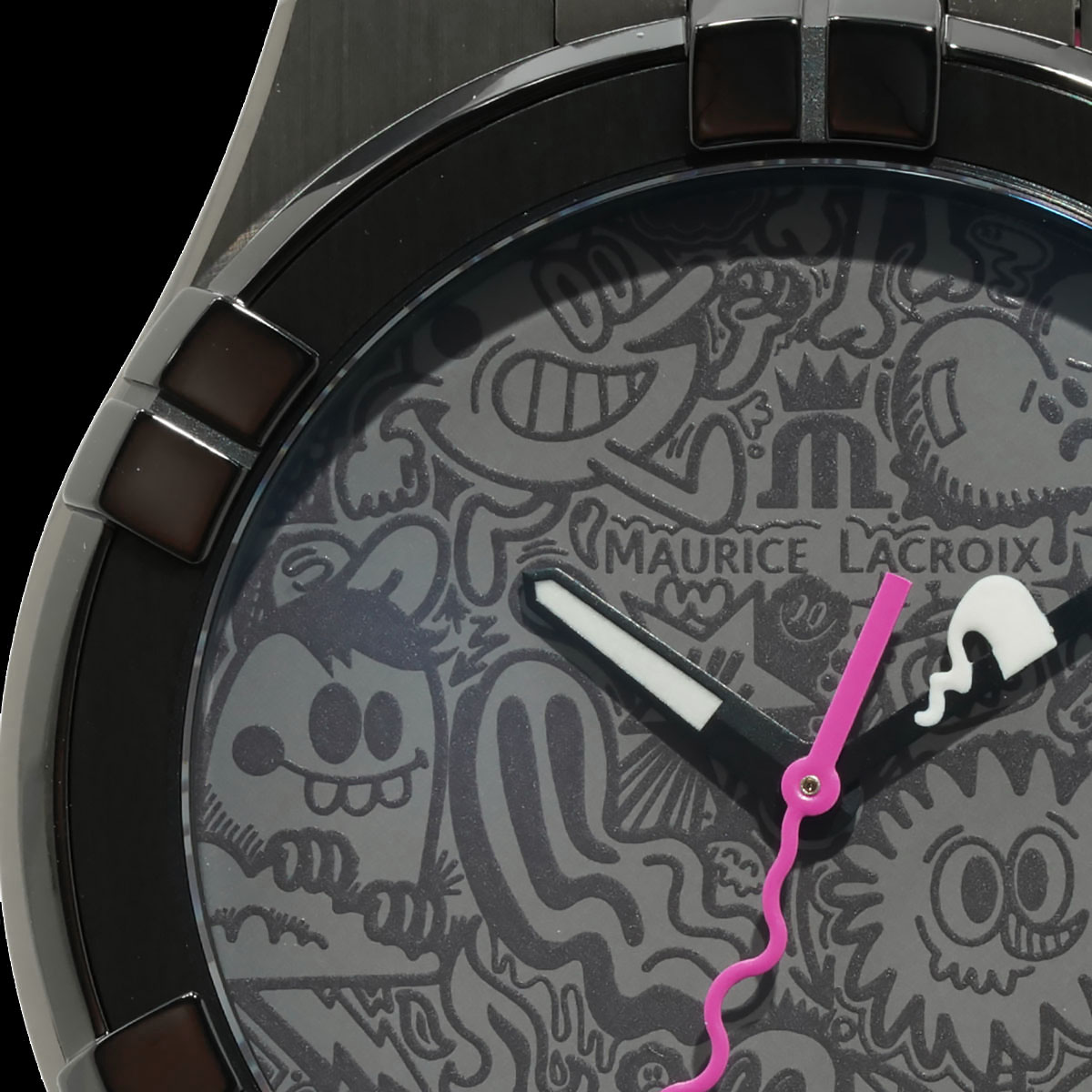 モーリスラクロア アイコン クオーツ AI1108-PVL20-090-2 Wottoデザインパターン ダイヤル左上部クローズアップ